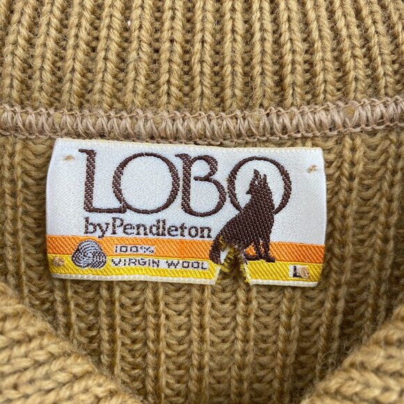 VTG Lobo by Pendleton unisex pull over sweater size large virgin wool coco brown - Picture 3 of 7